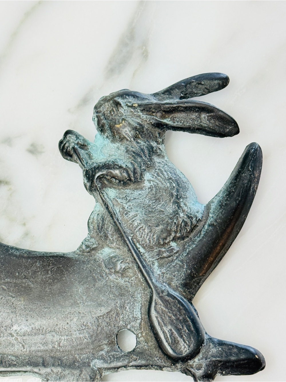 Rare Vintage Bronze Moon & Rabbit Wall Hook - Picture 6 of 12